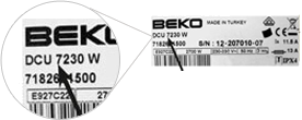 Typenummer Beko-onderdelen
