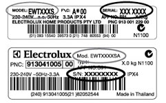 Electrolux typenummer
