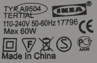 Ikea typenummer